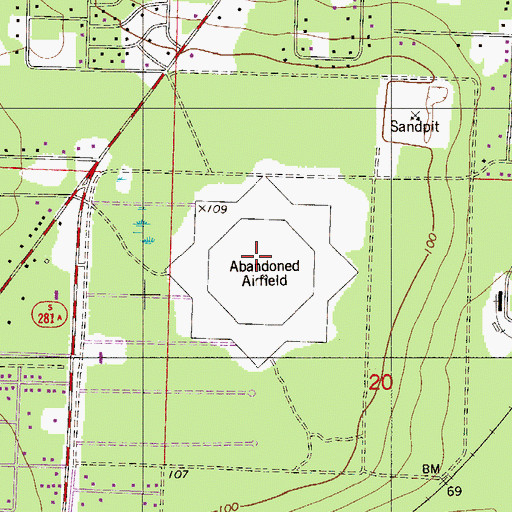 Topographic Map of Bagdad Naval Outer Landing Field (historical), FL