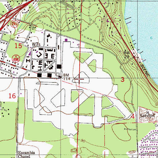 Topographic Map of Naval Air Station Ellyson Field (historical), FL