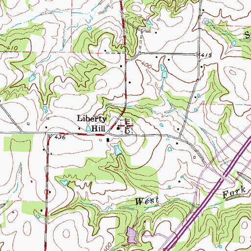 Topographic Map of Liberty Hill Cemetery, TX