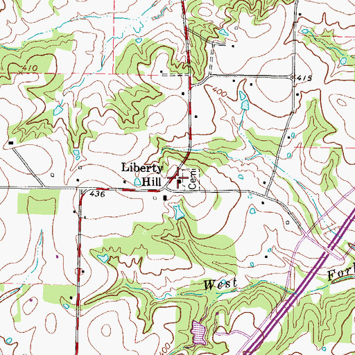 Topographic Map of Liberty Hill Missionary Baptist Church, TX