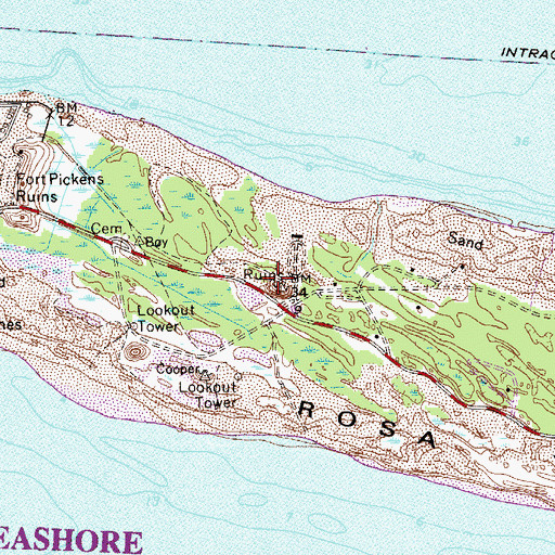 Topographic Map of Battery Worth (historical), FL