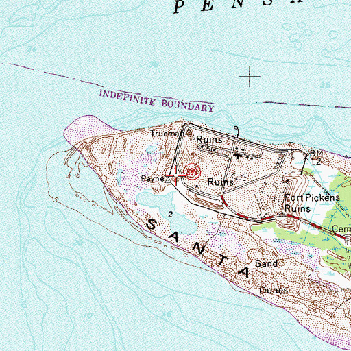 Topographic Map of Battery Payne (historical), FL