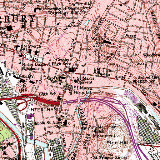 Topographic Map of Saint Marys Convent, CT
