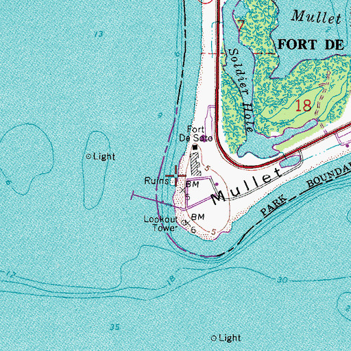 Topographic Map of Battery Bigelow (historical), FL
