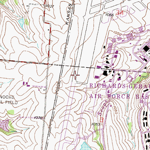 Topographic Map of Richards-Gebaur Air Force Base (historical), MO