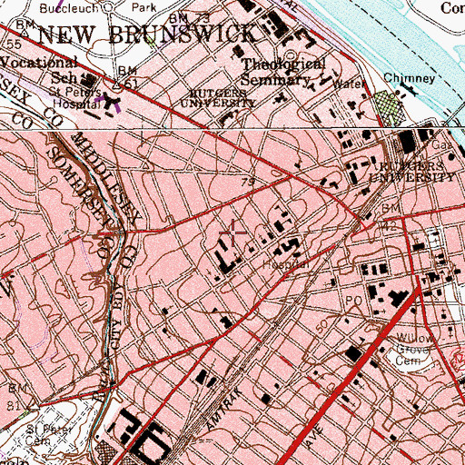 Topographic Map of Saint Mary's Ukrainian Greek Catholic Church, NJ