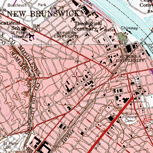 Topographic Map of Saint Joseph's Greek Catholic Church, NJ