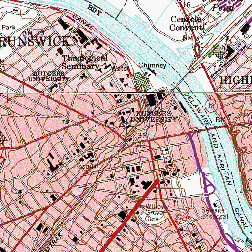 Topographic Map of Saint Peters Lyceum, NJ
