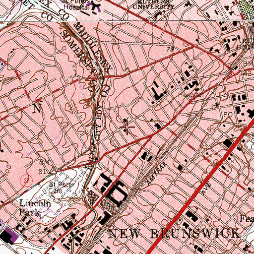 Topographic Map of Saint Peter And Pauls Slovak Greek Catholic Church, NJ