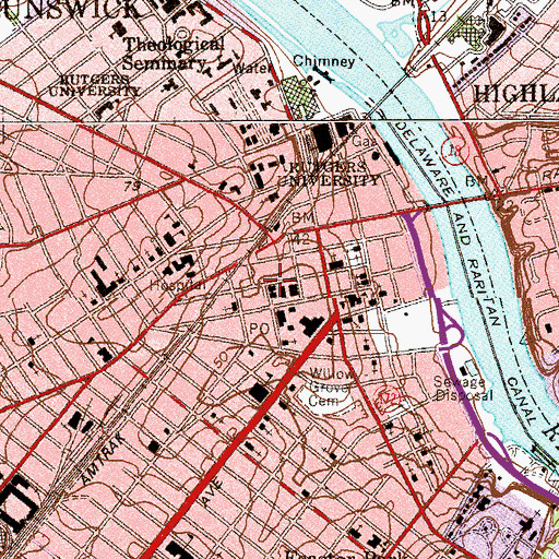 Topographic Map of Middlesex County Jail, NJ