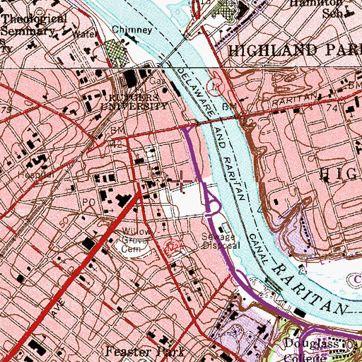 Topographic Map of Congregation Ahavas Achim Synagogue, NJ