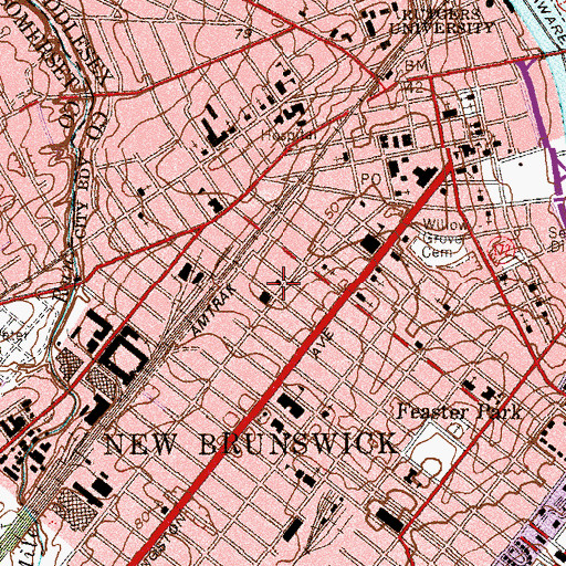 Topographic Map of New Brunswick Engine Company Number 40, NJ
