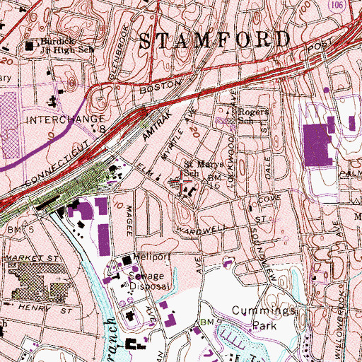 Topographic Map of Saint Marys School, CT