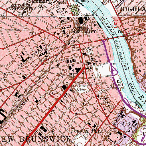 Topographic Map of Emanuel Evangelical Lutheran Church, NJ