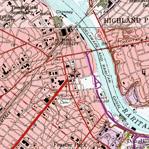 Topographic Map of Bayard Street School (historical), NJ