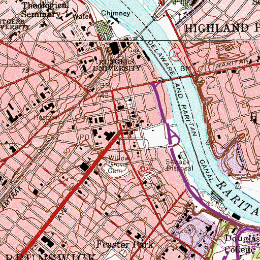 Topographic Map of First Methodist Church, NJ