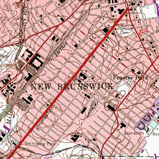 Topographic Map of Anshe Emeth Religious School, NJ