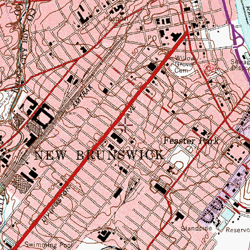 Topographic Map of First Baptist Church, NJ