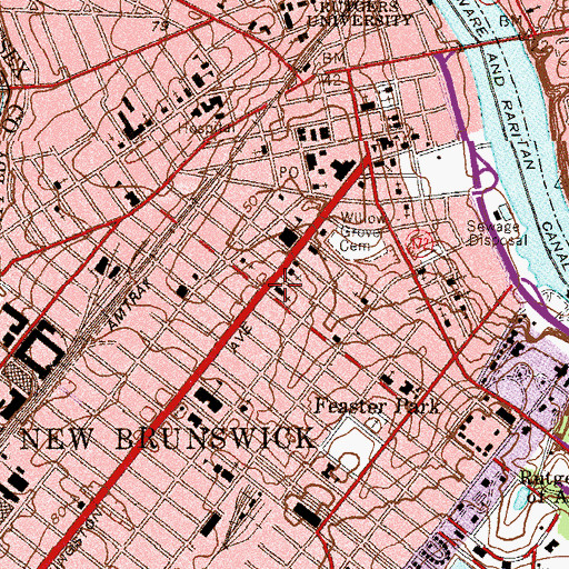 Topographic Map of Livingston Avenue Reformed Church, NJ