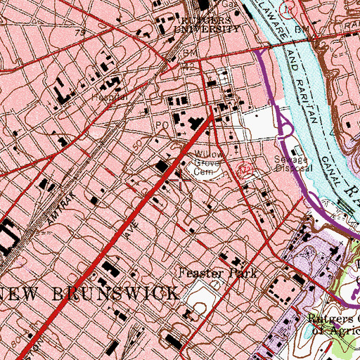 Topographic Map of Livingston Avenue Baptist Church (historical), NJ