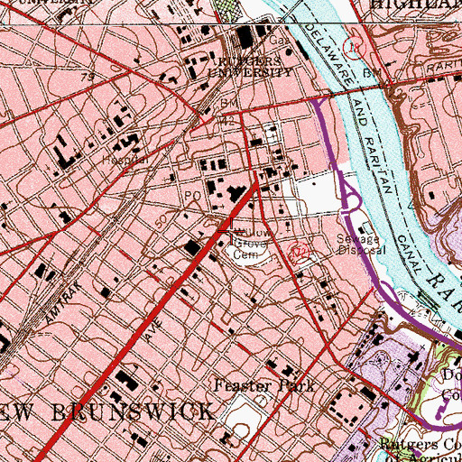 Topographic Map of New Brunswick Art Center, NJ