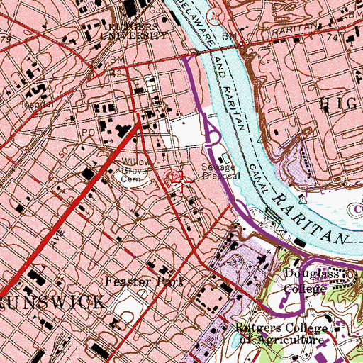 Topographic Map of First Methodist Cemetery, NJ