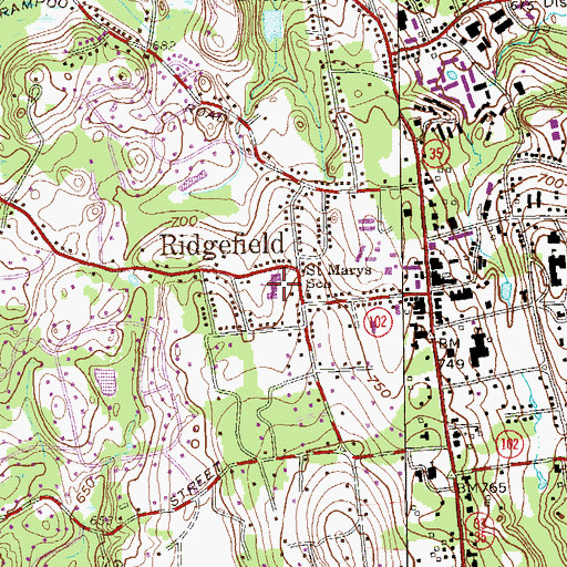 Topographic Map of Saint Marys School, CT