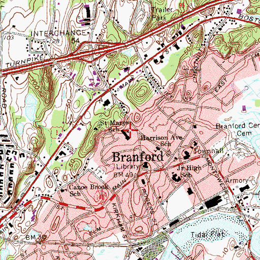 Topographic Map of Saint Marys School, CT