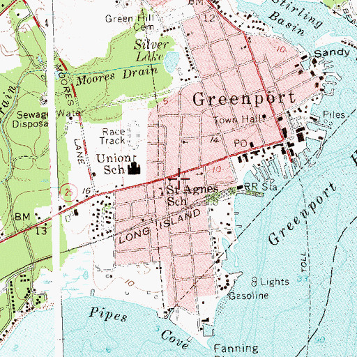 Topographic Map of Saint Agnes Roman Catholic Church, NY