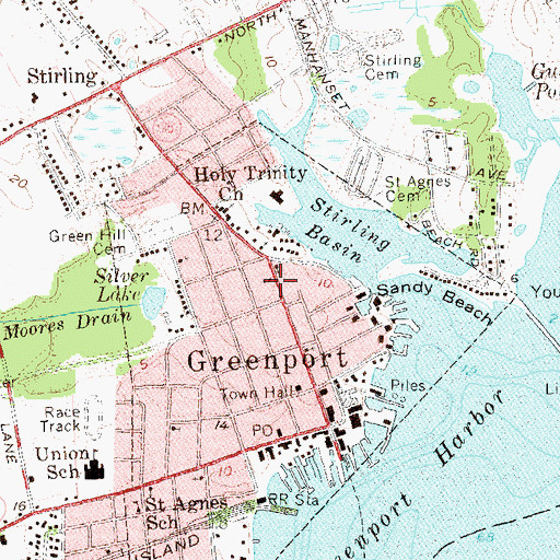 Topographic Map of Greenport United Methodist Church, NY