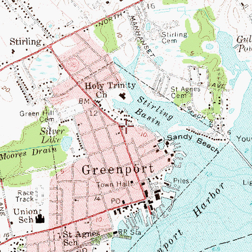 Topographic Map of First Baptist Church of Greenport, NY