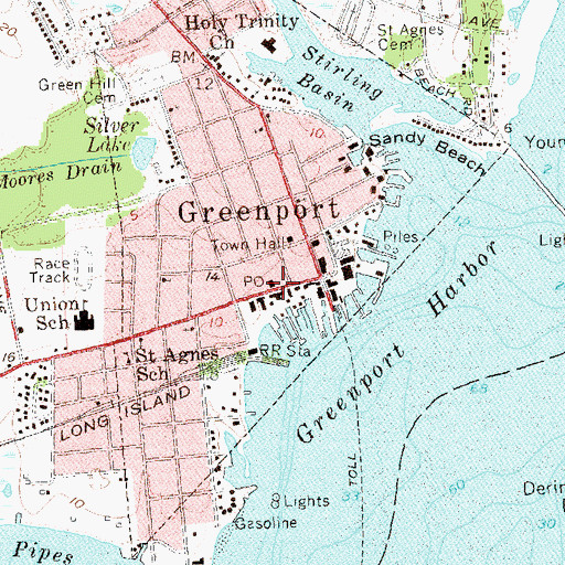 Topographic Map of Greenport Post Office, NY