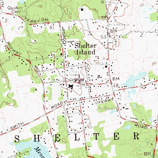 Topographic Map of Shelter Island Presbyterian Church, NY
