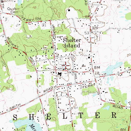 Topographic Map of Shelter Island Presbyterian Cemetery, NY