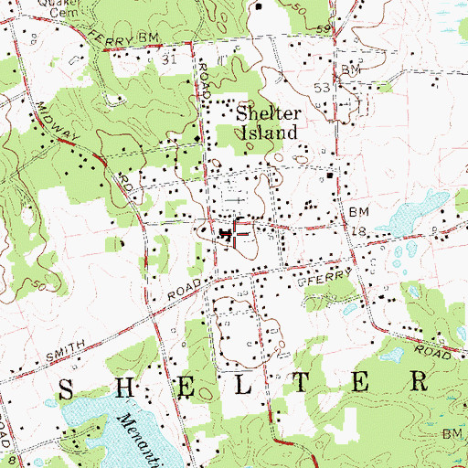Topographic Map of Shelter Island High School, NY