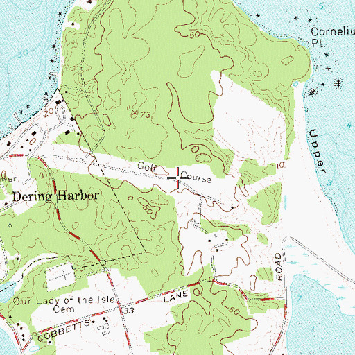 Topographic Map of Gardiners Bay Country Club, NY