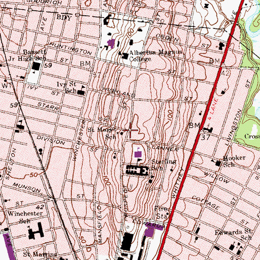 Topographic Map of Saint Marys School, CT