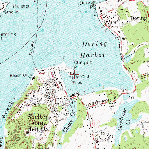 Topographic Map of Shelter Island Yacht Club, NY
