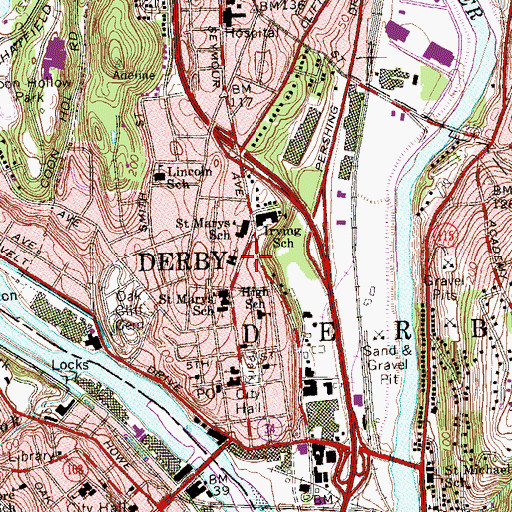 Topographic Map of Saint Marys School, CT