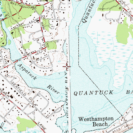 Topographic Map of Quioque Point, NY