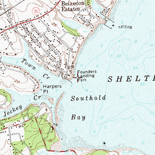 Topographic Map of Founders Landing, NY
