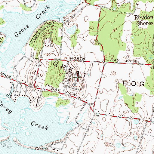 Topographic Map of Reydon Golf Club (historical), NY