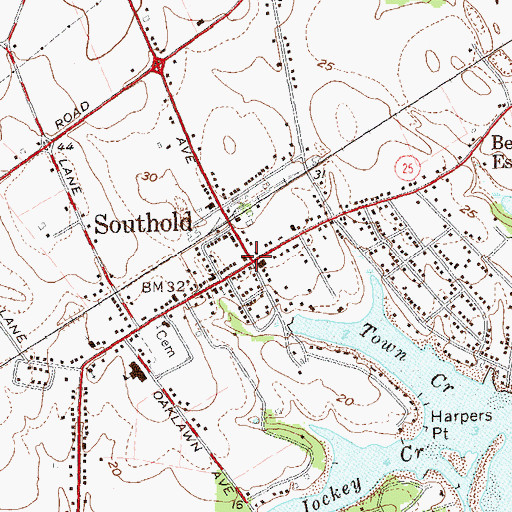 Topographic Map of Southold Post Office, NY