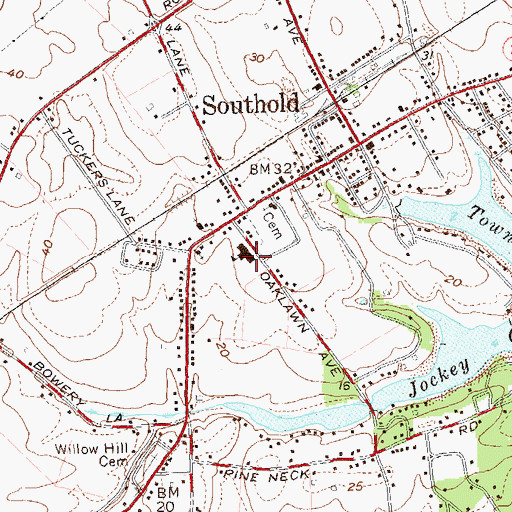 Topographic Map of Southold Junior-Senior High School, NY