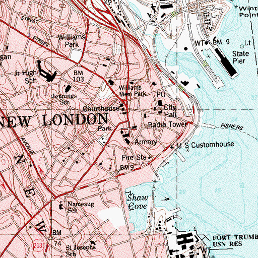 Topographic Map of Saint Marys School, CT