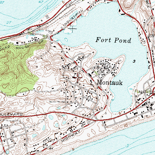 Topographic Map of Montauk Public School, NY