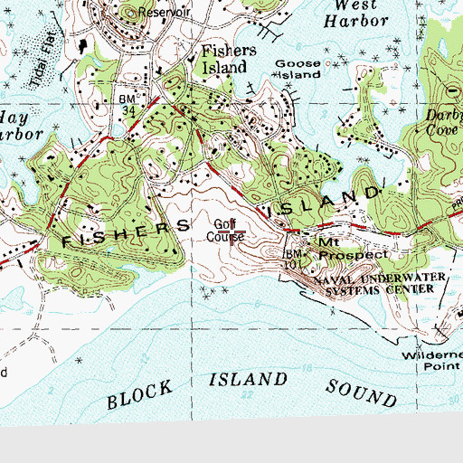 Topographic Map of Hay Harbor Golf Course, NY