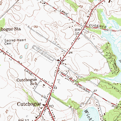 Topographic Map of Cutchogue United Methodist Church, NY
