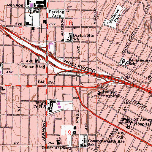 Topographic Map of City of Los Angeles Fire Department Station 6, CA