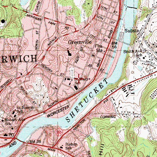 Topographic Map of Saint Marys School, CT